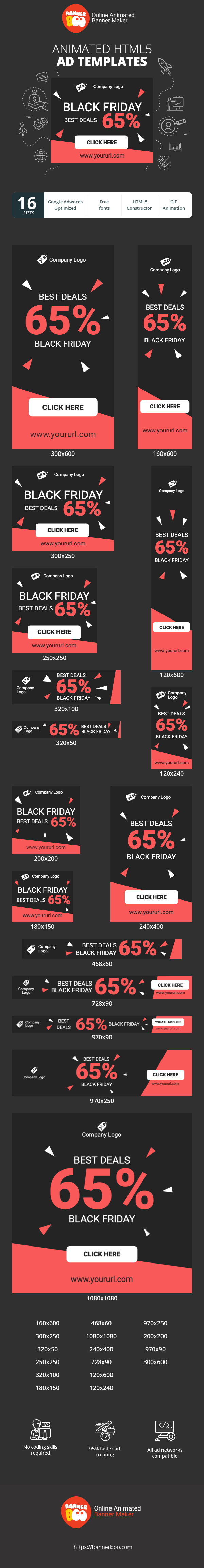 Szablon reklamy banerowej — 65% OFF — Black Friday Best Deals
