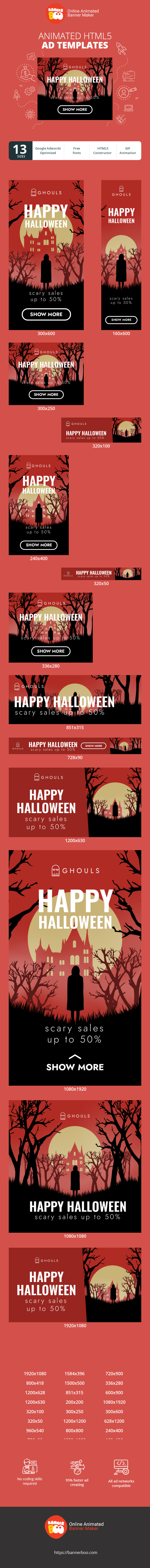 Szablon reklamy banerowej — Frohes Halloween — Gruselige Angebote bis zu 50%