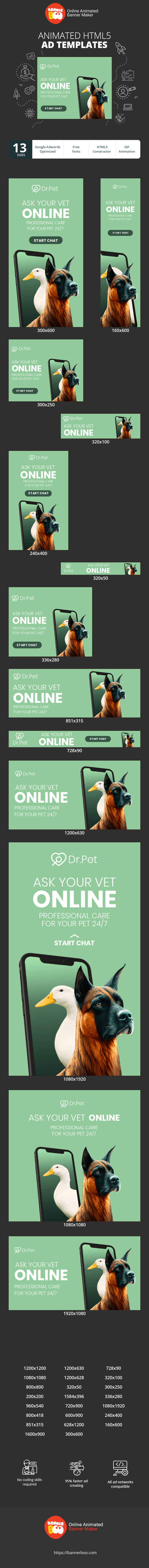 Banner ad template — Ask Your Vet Online — Professional Care For Your Pet 24/7