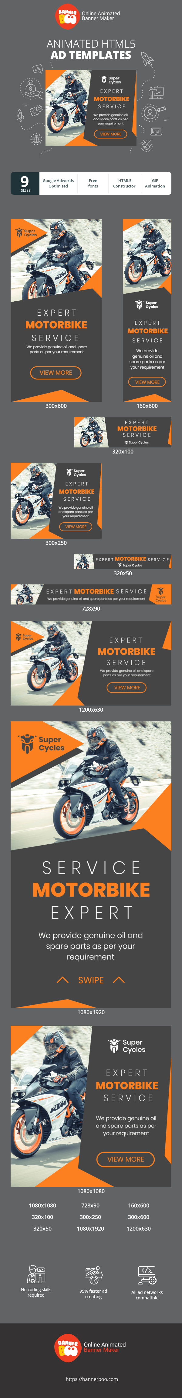 Banner ad template — Expert Motorbike Service — We Provide Genuine Oil And Spare Parts As Per Your Requirement