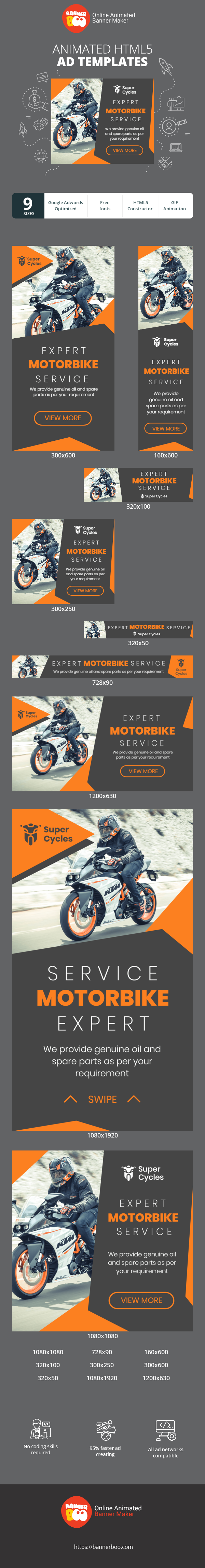 Szablon reklamy banerowej — Expert Motorbike Service — We Provide Genuine Oil And Spare Parts As Per Your Requirement