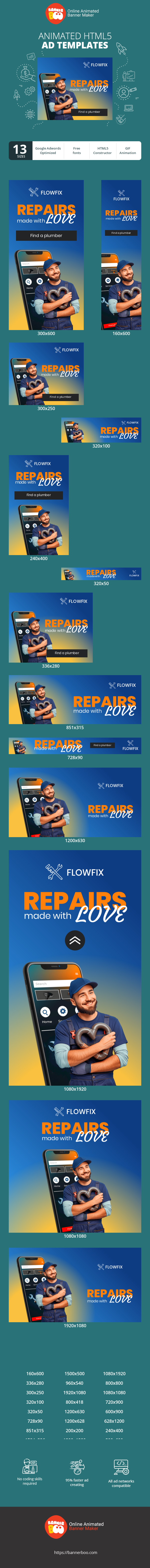 Banner ad template — Repairs Made With Love — Plumbing