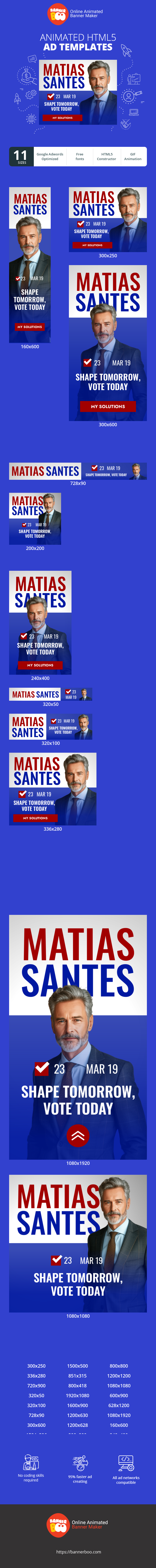 Banner ad template — Matias Santes 23 Mar 19 Shape Tomorrow, Vote Today — Presidential Election