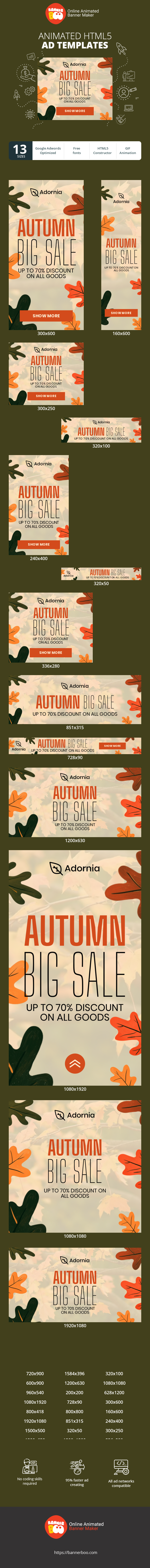 Banner ad template — Autumn Big Sale — Up To 70% Discount On All Goods
