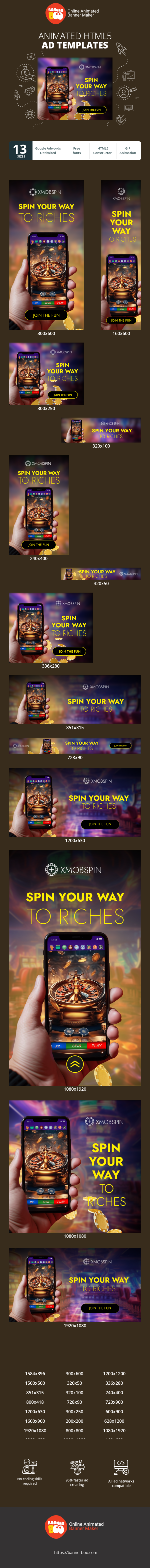 Banner ad template — Spin Your Way To Riches — Gambling