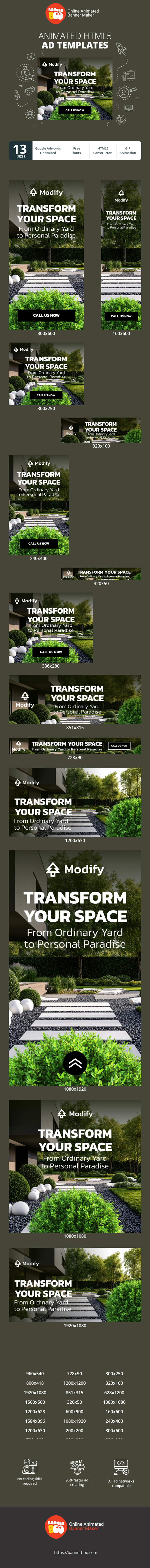 Banner ad template — Transform Your Space — From Ordinary Yard to Personal Paradise