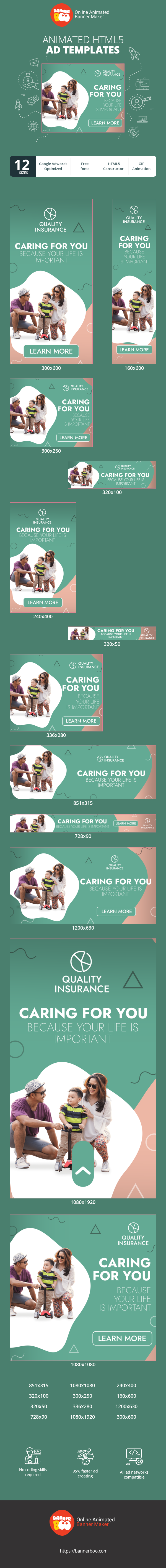 Banner ad template — Caring For You Because Your Life Is Important — Insurance