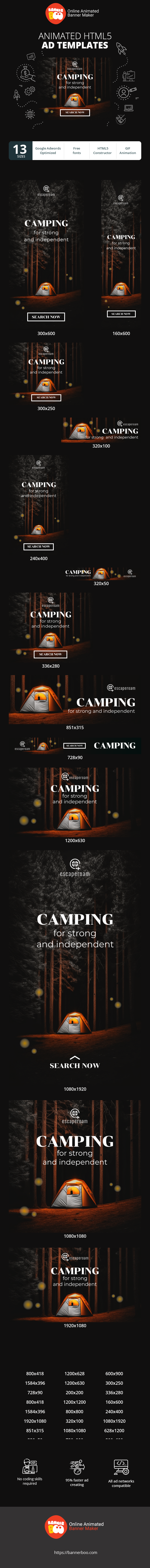 Banner ad template — Camping — For Strong And Independent