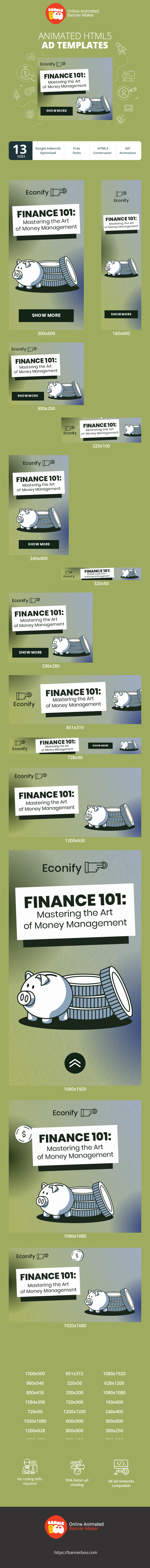 배너 광고 템플릿— 금융 101 — 돈 관리의 기술 마스터하기