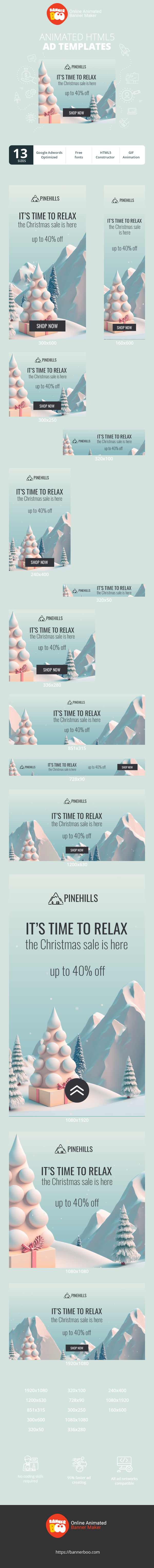Banner ad template — It's Time To Relax — The Christmas Sale Is Here Up To 40% Off