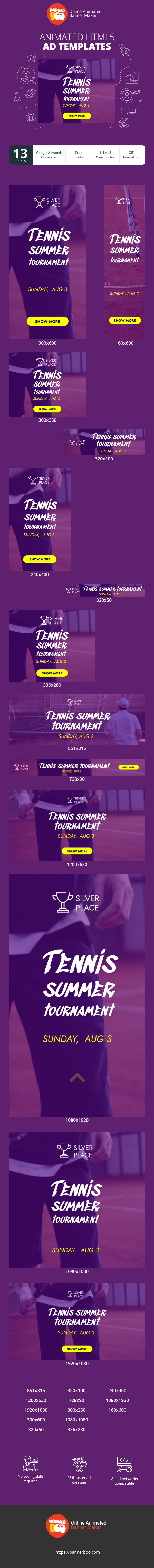 Szablon reklamy banerowej — Tennis Summer Tournament — Sunday, Aug 3