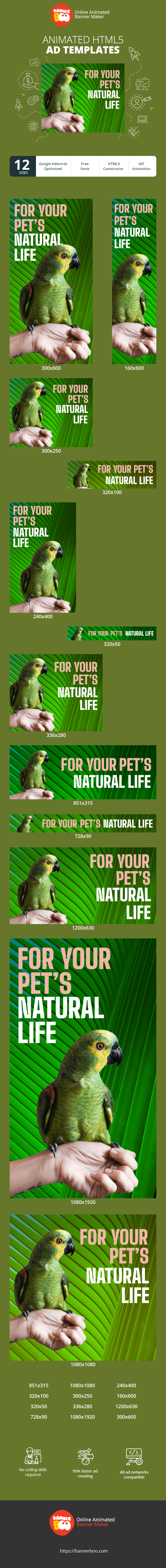 Szablon reklamy banerowej — For Your Pets Natural Life — Pet Shop