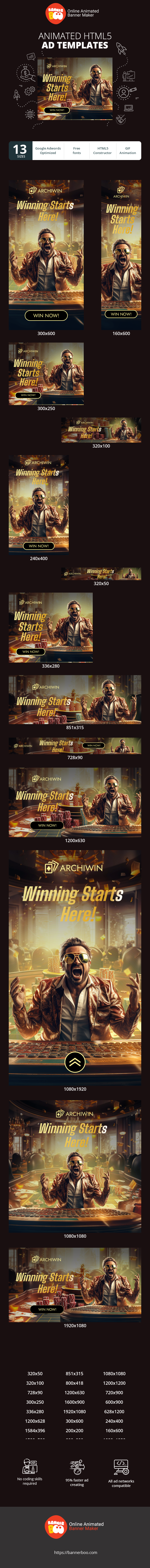 Szablon reklamy banerowej — Winning Starts Here! — Gambling