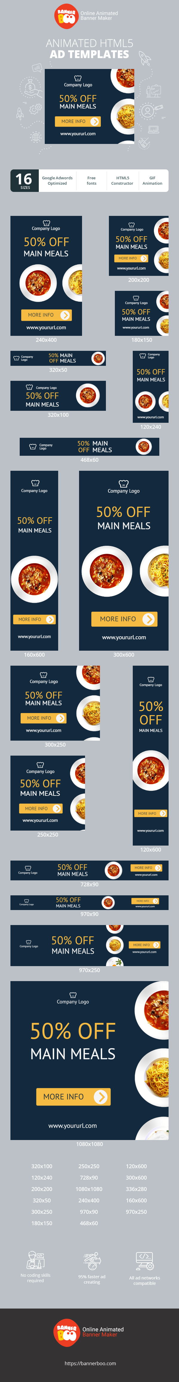 Szablon reklamy banerowej — 50% OFF — Main Meals