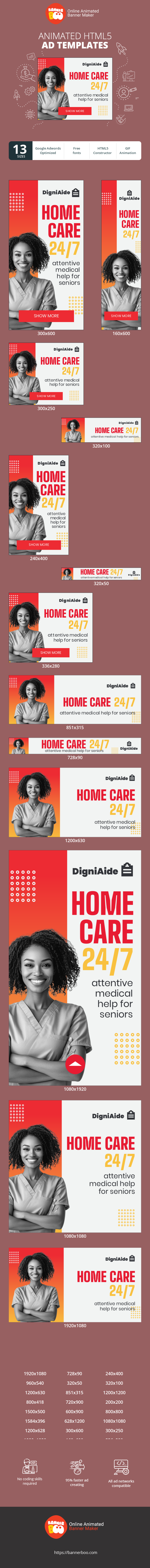 Banner ad template — Home Care 24/7 — Attentive Medical Help For Seniors