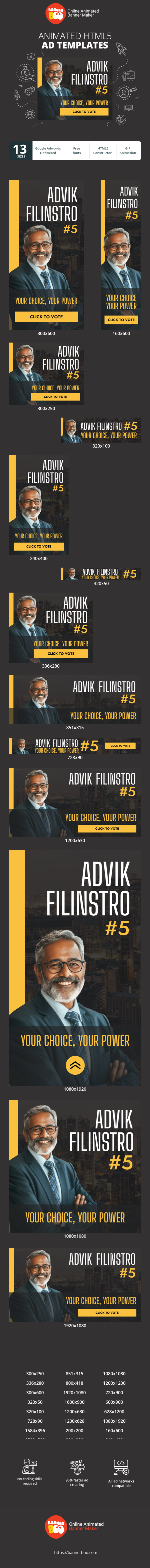 Banner ad template — Your Choice, Your Power Advik Filinstro #5 — Election Campaign
