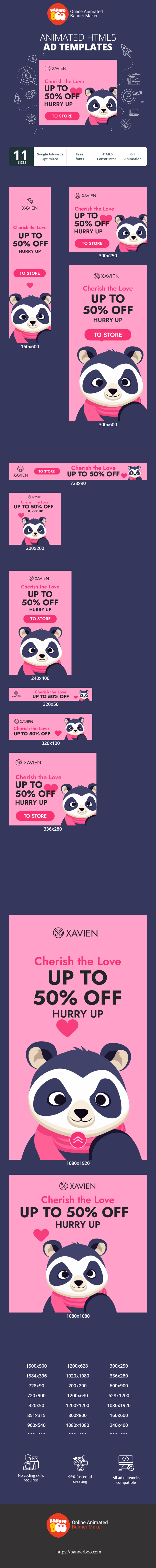 Szablon reklamy banerowej — Cherish The Love Up To 50% Off Hurry Up — Valentine's Day