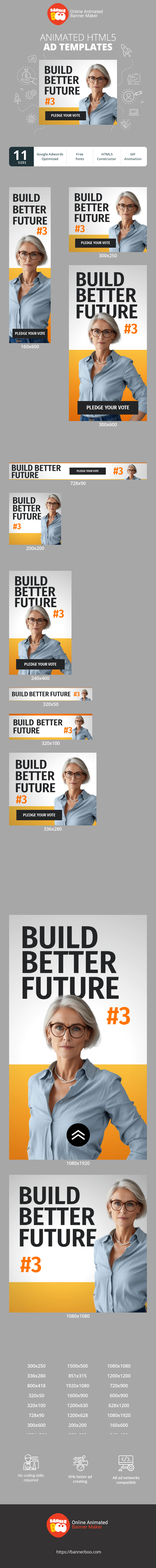 Banner ad template — Build Better Future #3 Vote For A Jenie Ravioni — Midterm Election Day