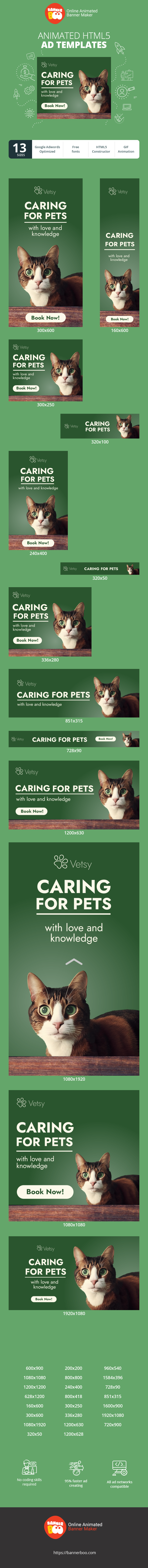 Banner ad template — Caring For Pets — With Love And Knowledge