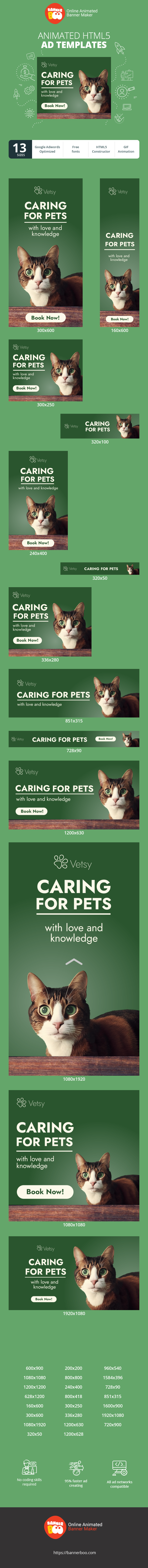 Шаблон рекламного банера — Caring For Pets — With Love And Knowledge