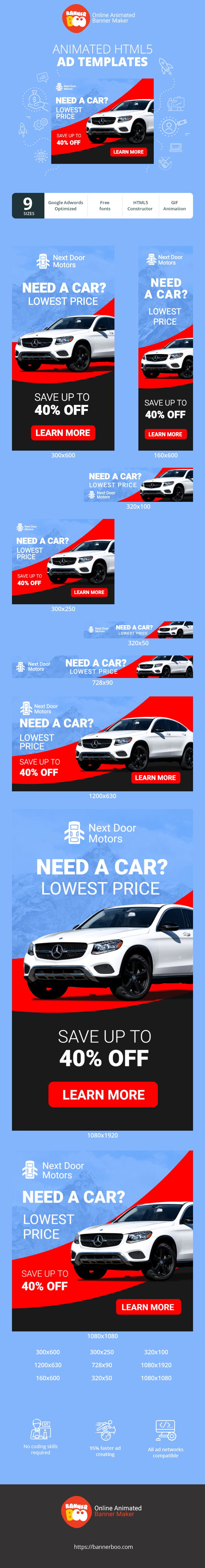 Banner ad template — Need A Car? Lowest Price — Save Up To 40% Off
