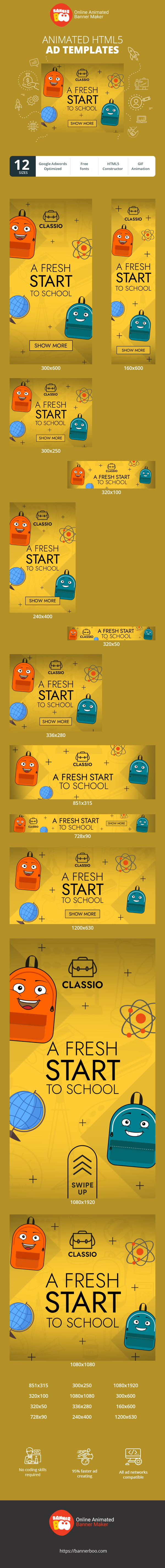 Banner ad template — A Fresh Start To School — Education