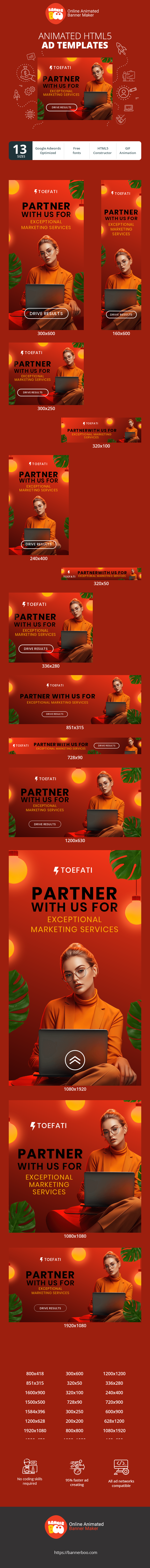 Banner ad template — Partner with Us for Exceptional Marketing Services — Marketing Agencies