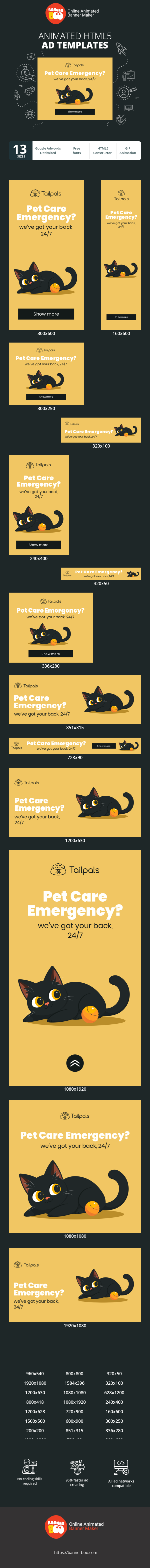 Szablon reklamy banerowej — Pet Care Emergency? — We've Got Your Back, 24/7