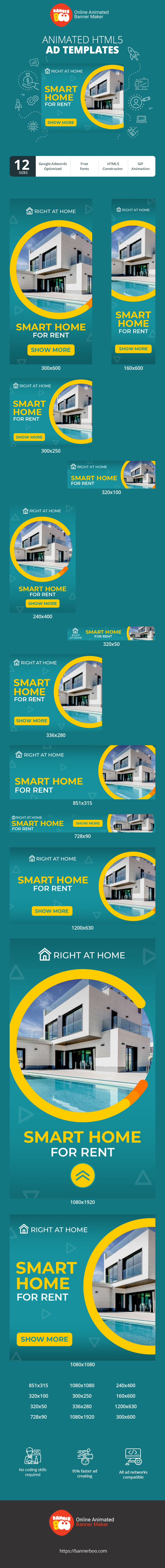 Шаблон рекламного банера — Smart Home For Rent — Real Estate