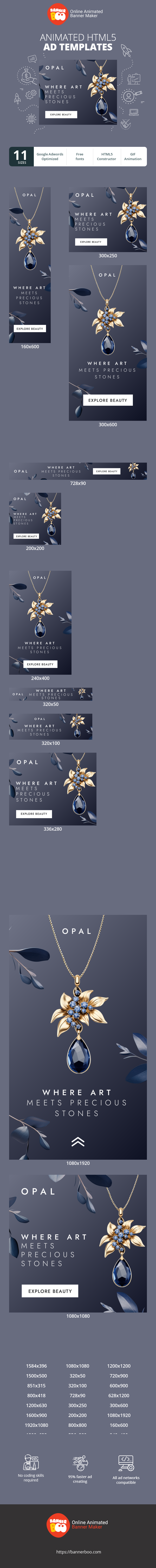 Banner ad template — Where Art Meets Precious Stones — Jewelry