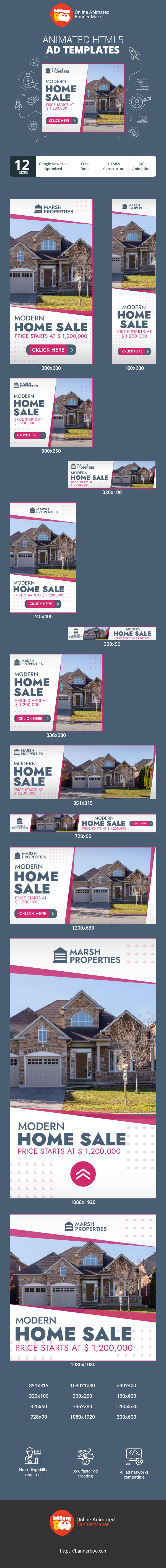 Banner ad template — Modern Home Sale — Price Starts At $ 1,200,000