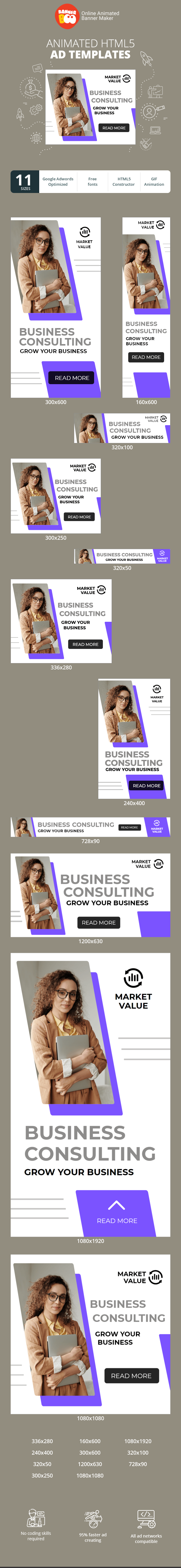 Шаблон рекламного банера — Business Consulting — Grow Your Business