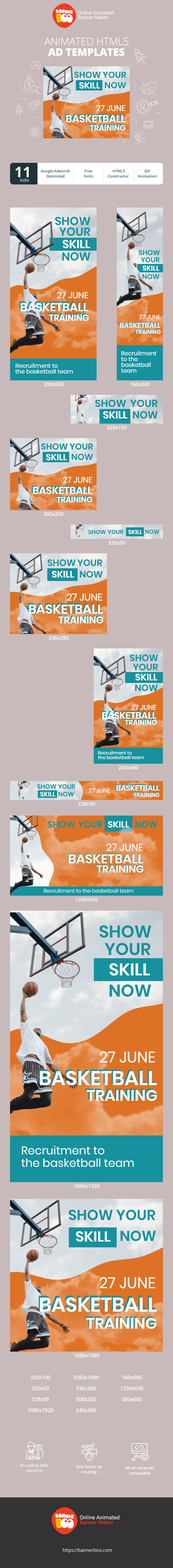 Banner ad template — Show Your Skill Now — Basketball Training Recruitment To The Basketball Team