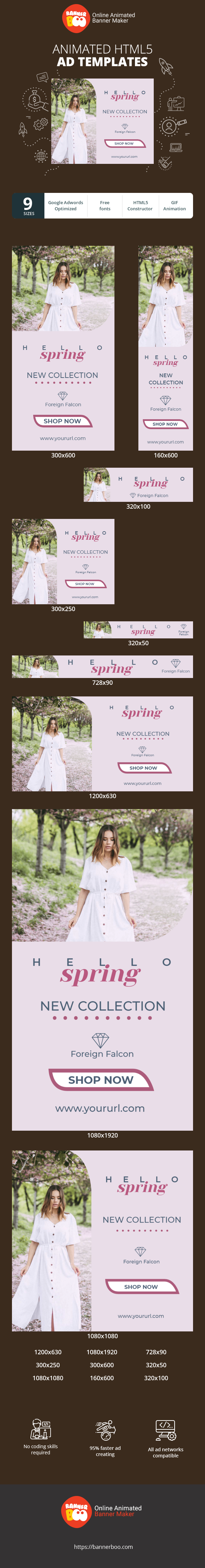 Шаблон рекламного банера — Hello Spring — New Fashion Collection