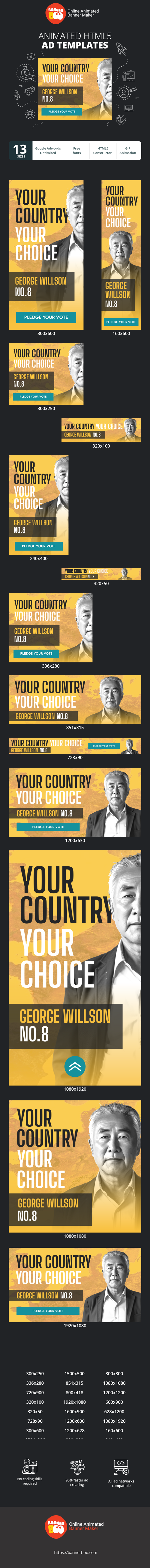 Szablon reklamy banerowej — Dein Land Deine Wahl George Willson Nr. 3 — Wahlkampagne
