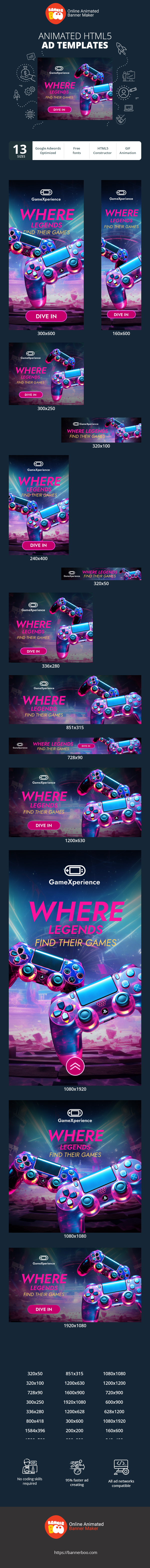 Шаблон рекламного баннера — Where Legends Find Their Games — Gaming