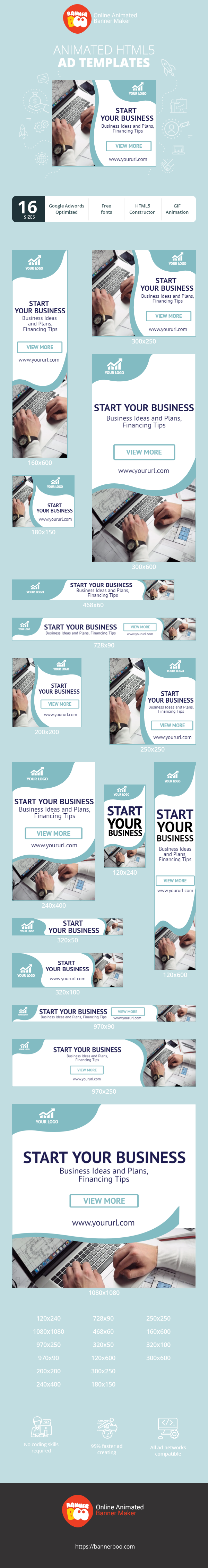Шаблон рекламного банера — Start Your Business — Business Ideas and Plans