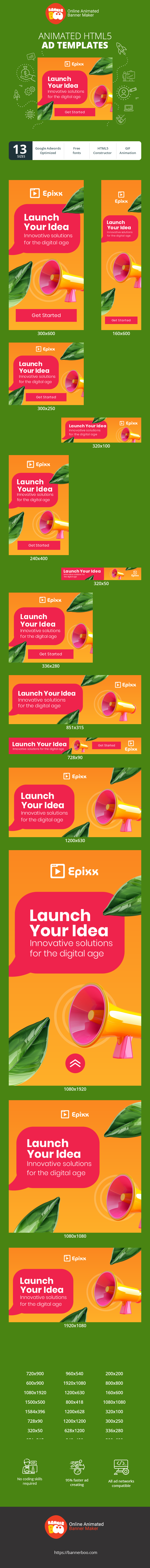 Banner ad template — Launch Your Idea — Innovative Solutions For The Digital Age