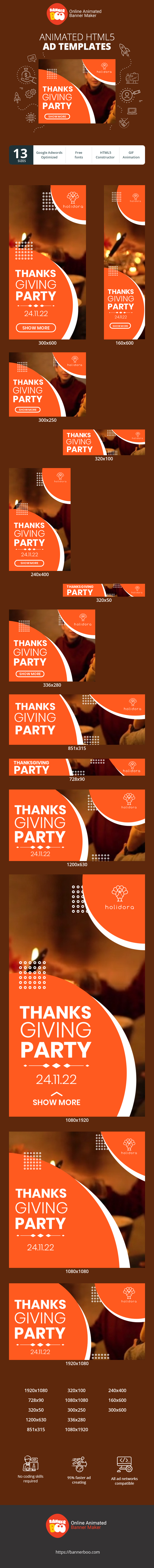 Szablon reklamy banerowej — Thanksgiving Party 24.11.22 — Holiday