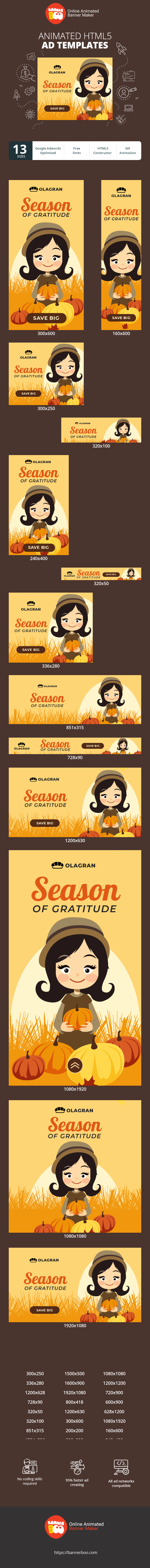 Banner ad template — Season Of Gratitude — Thanksgiving Day