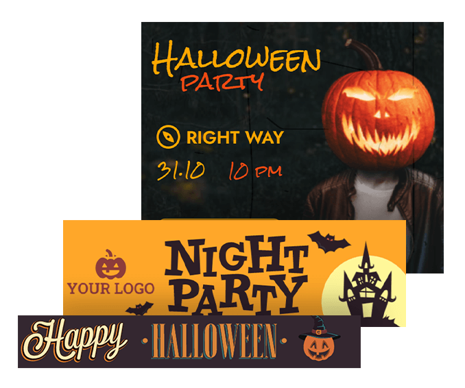 Templates of advertising banners GIF for Halloween 