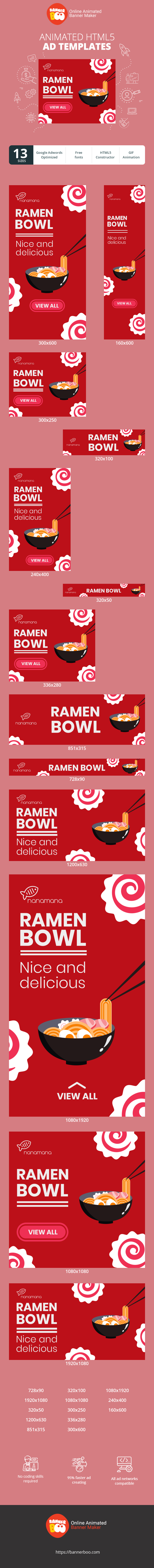 Шаблон рекламного банера — Ramen Bowl — Nice And Delicious