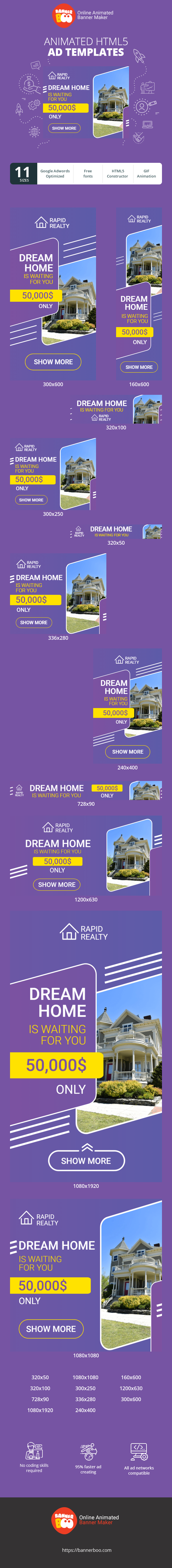 Banner ad template — Dream Home — Is Waiting For You $50000 Only