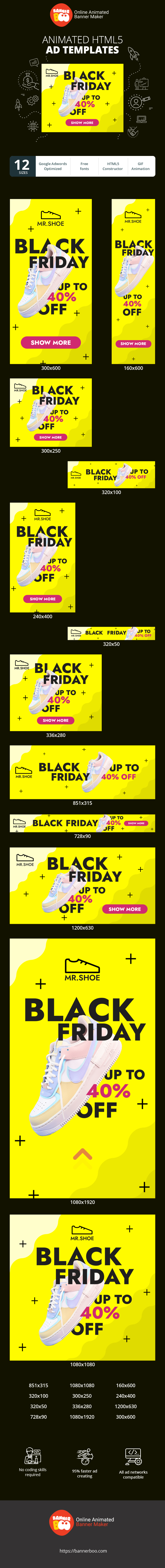 Banner ad template — Black Friday — Up To 40% Off
