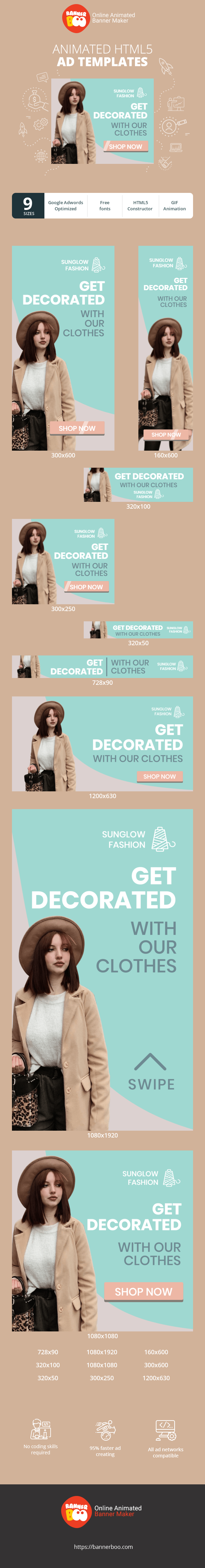 Шаблон рекламного баннера — Украсьтесь — с нашей одеждой