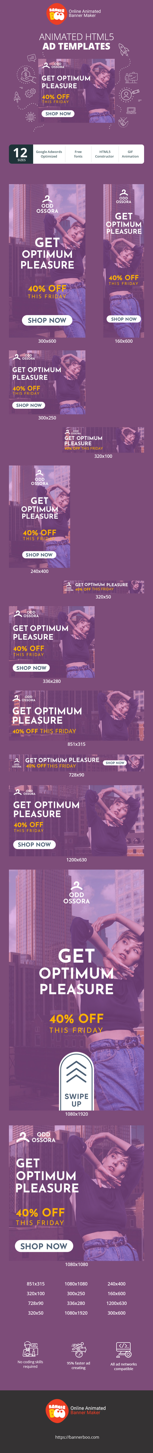 Banner ad template — Get Optimum Pleasure — 40% Off This Friday