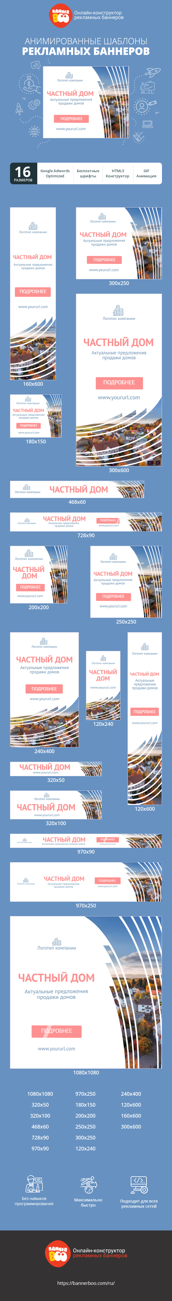 Шаблон рекламного баннера — Частный дом — актуальные предложения продажи домов