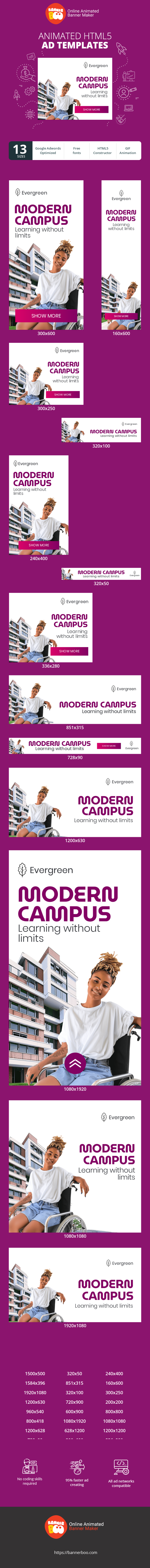 Banner ad template — Modern Campus, Learning Without Limits — Special Programme, Every Student Thrives