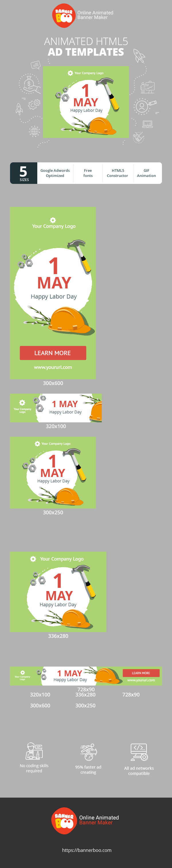 Banner ad template — May 1 — Happy Labor Day!