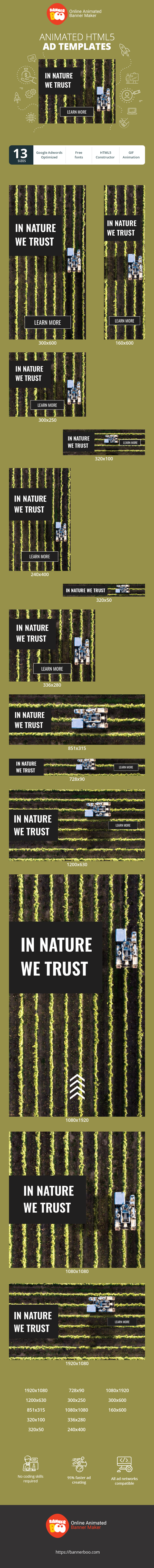 Шаблон рекламного банера — In Nature We Trust — Sale & Repair Of Farm Equipment